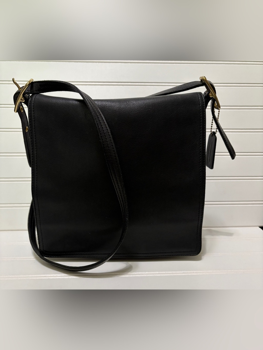 COACH Vintage Monterey Flap Legacy Black Leather Crossbody Shoulder Bag 9829